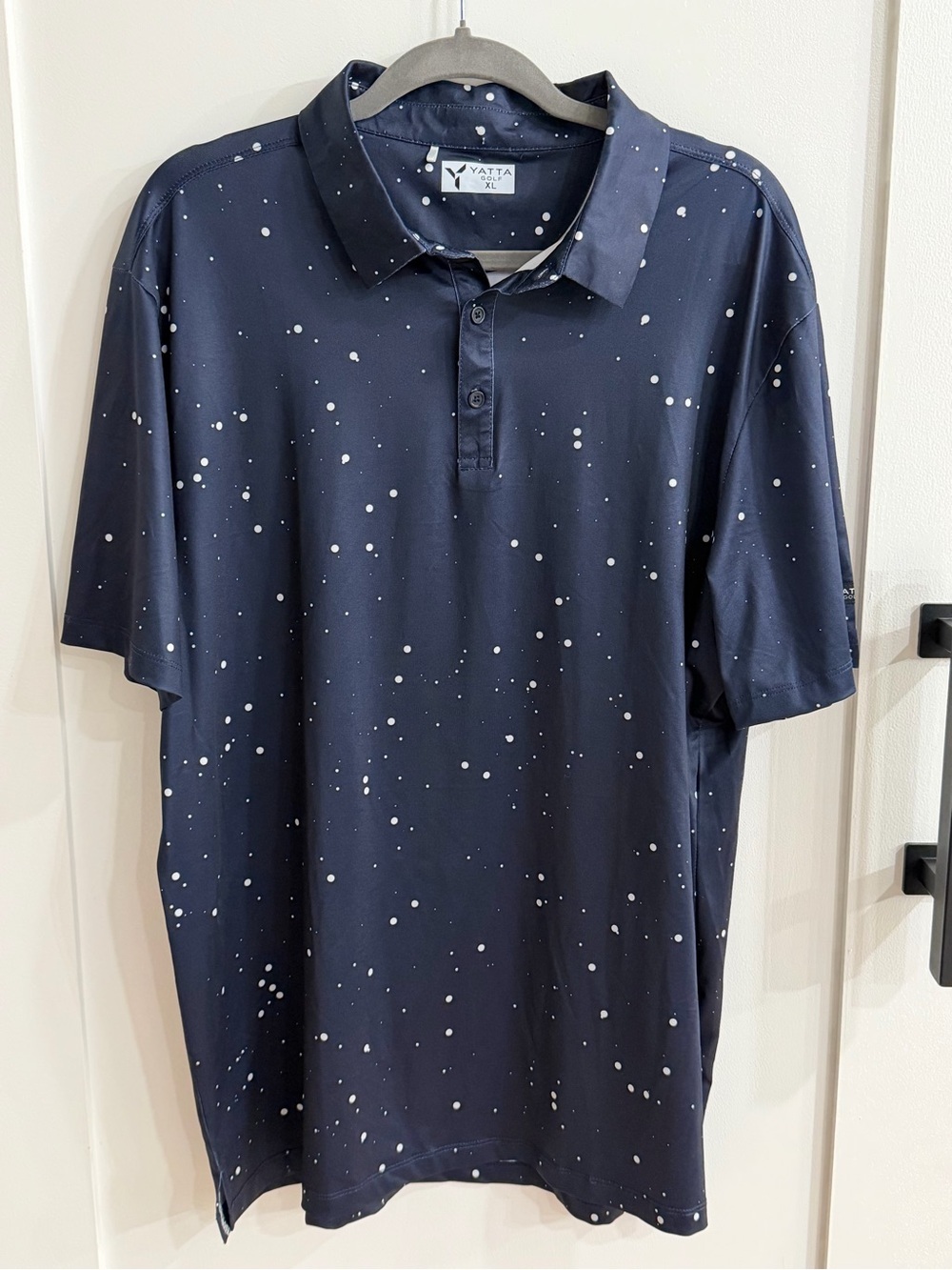 Yatta Golf "Cookies & Cream" Performance Polo Shirt - Men's XL - Navy Blue